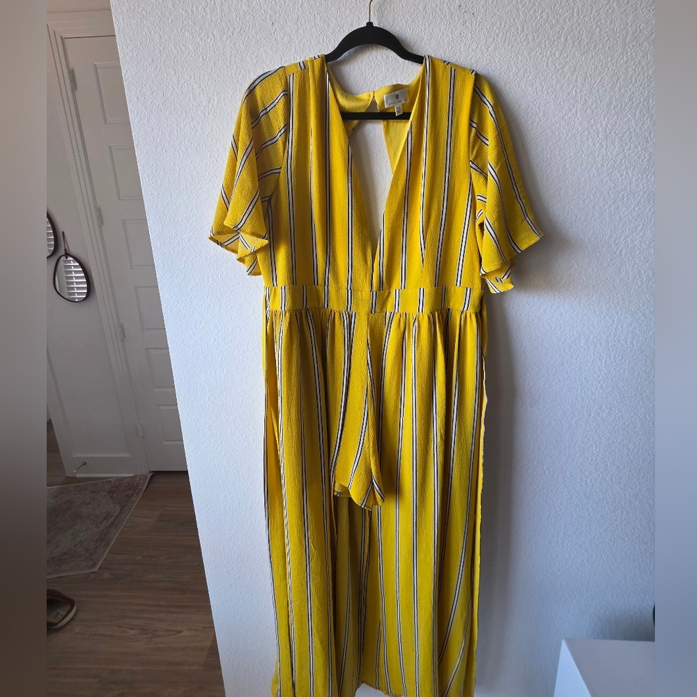 Socialite Striped Dress/Jumpsuit With Shorts in Yellow